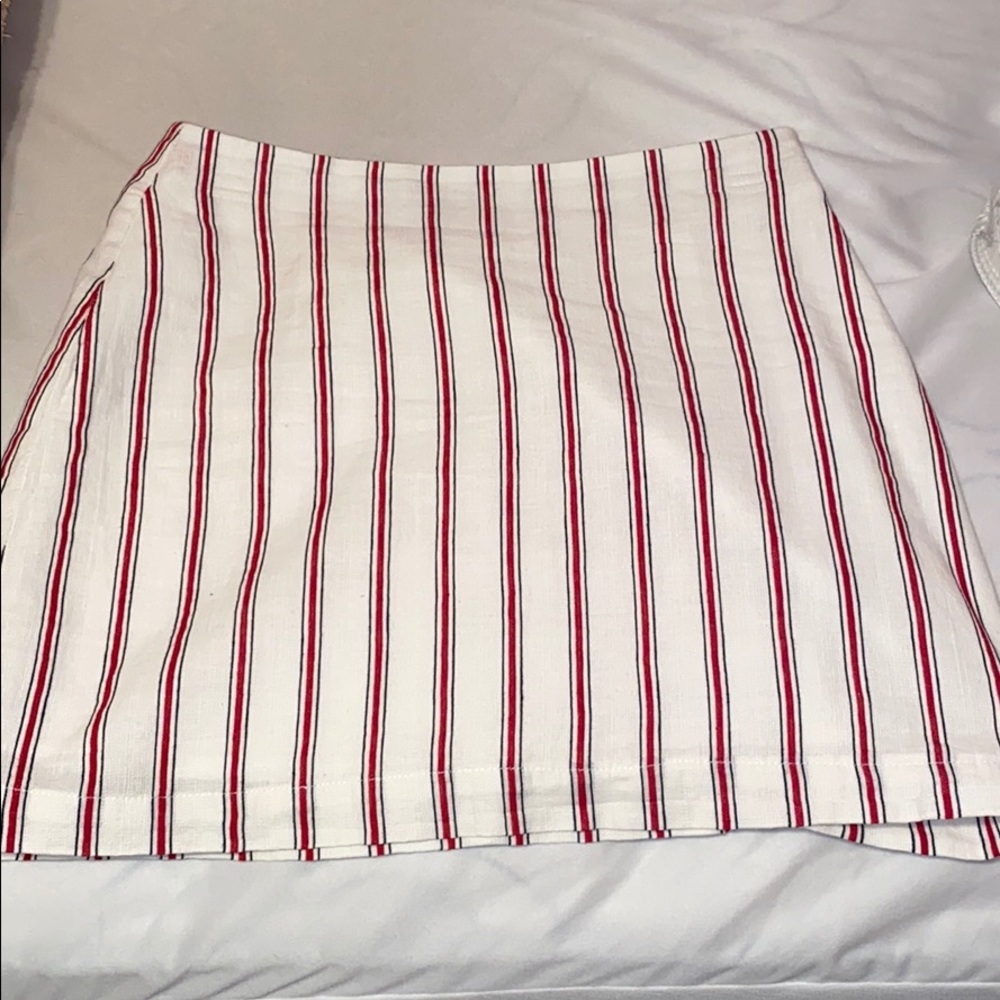 Red white and blue striped mini skirt